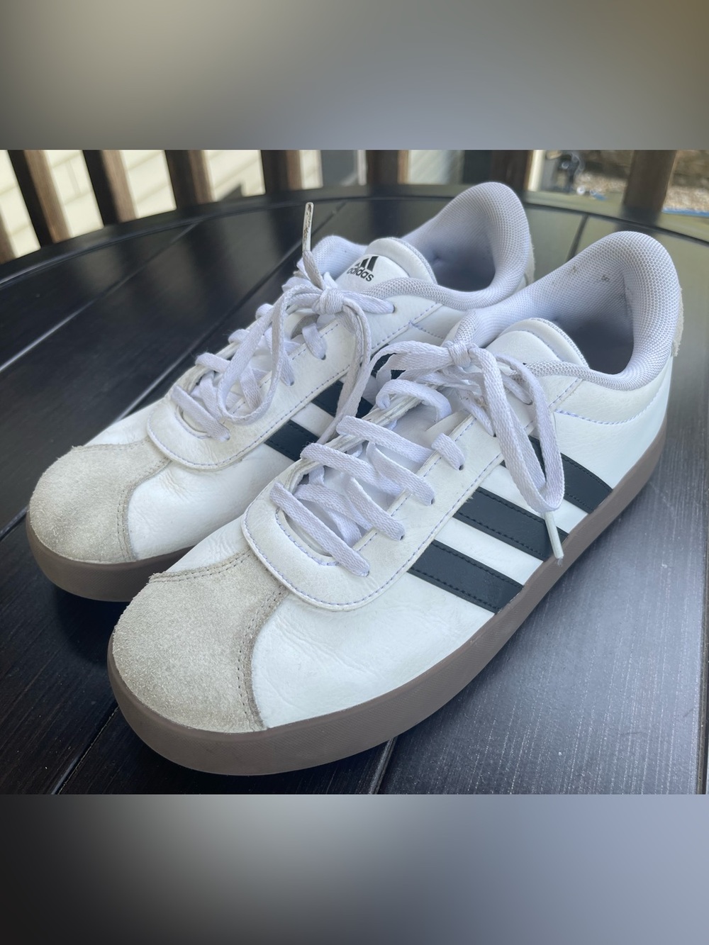 Adidas VL Court White Black Gum Sneakers Men’s 7 Women’s 8